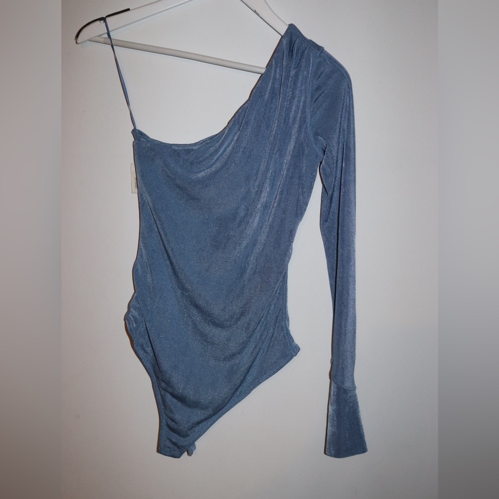 Alix NYC Designer | One Shoulder Blue Bodysuitt Size Medium